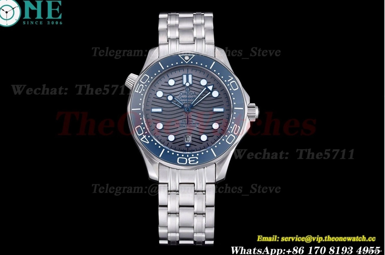 Seamaster GDF SS MY8215+Free 42mm 300m Nylon SS Grey Strap 0108